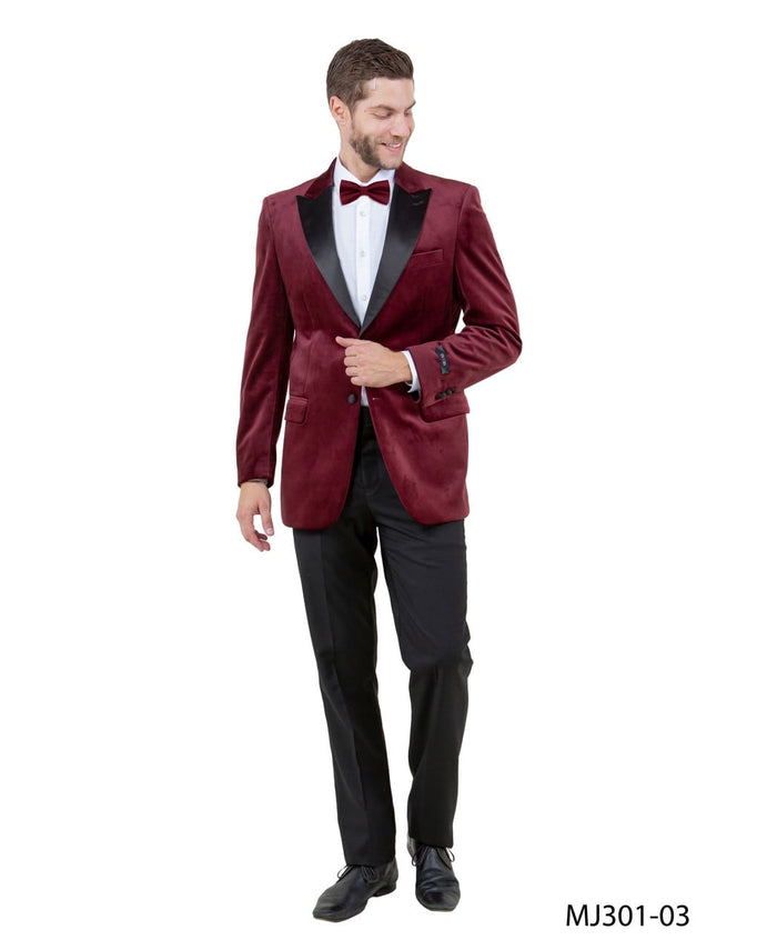 Mens Burgundy Velvet Notch Prom 2026 Tuxedo Dinner Jacket - Mens Evening jackets - Tuxedo Dinner Jacket