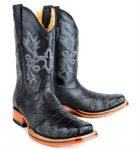 Mens King Exotic Boots Cowboy Style By Los Altos Boots Botas For Sale Caiman (Gator) Belly Skin Rodeo Style Black Dress Cowboy Boot Cheap Priced For Sale Online - 6.0 Standard / D / Medium