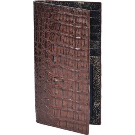 Chequera caiman ~ World Best Alligator ~ Gator Skin Lomo Men's Wallet - Cafe - One Size