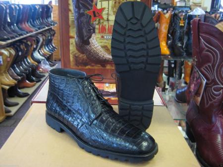 Genuine All Crocodile Caiman Black Men Ankle Boot Ankle Dress Style For Man - 7.5EE