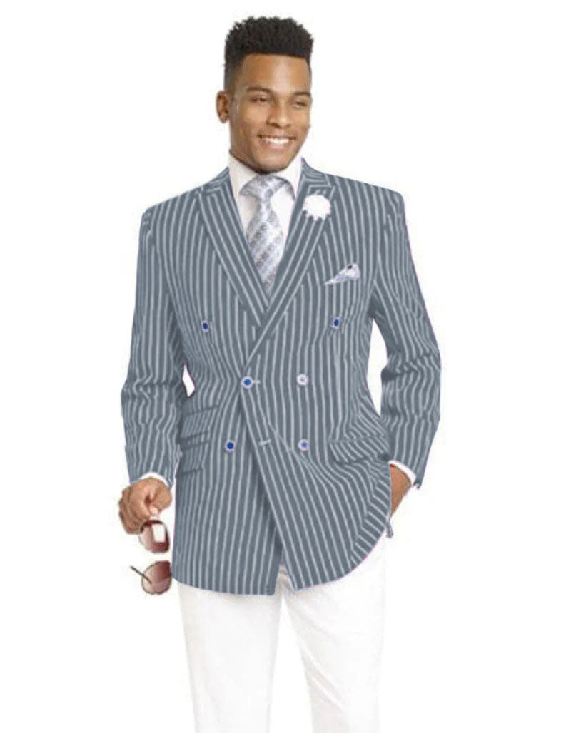 Mens Double Breasted Blazer in Color Navy - Pinstripe Sportcoat - New Arrival - 36 Short