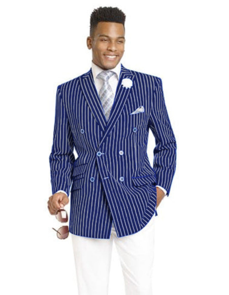 Mens Double Breasted Blazer in Color Navy - Pinstripe Sportcoat - New Arrival - 36 Short