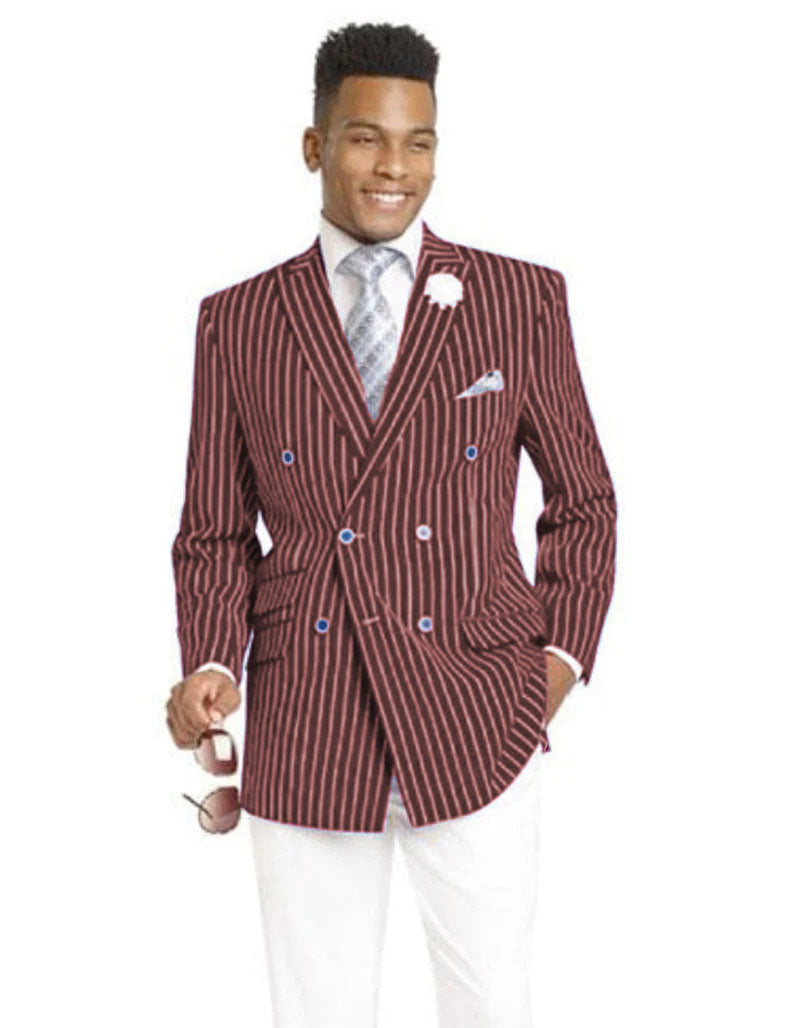 Mens Double Breasted Blazer in Color Navy - Pinstripe Sportcoat - New Arrival - 36 Short