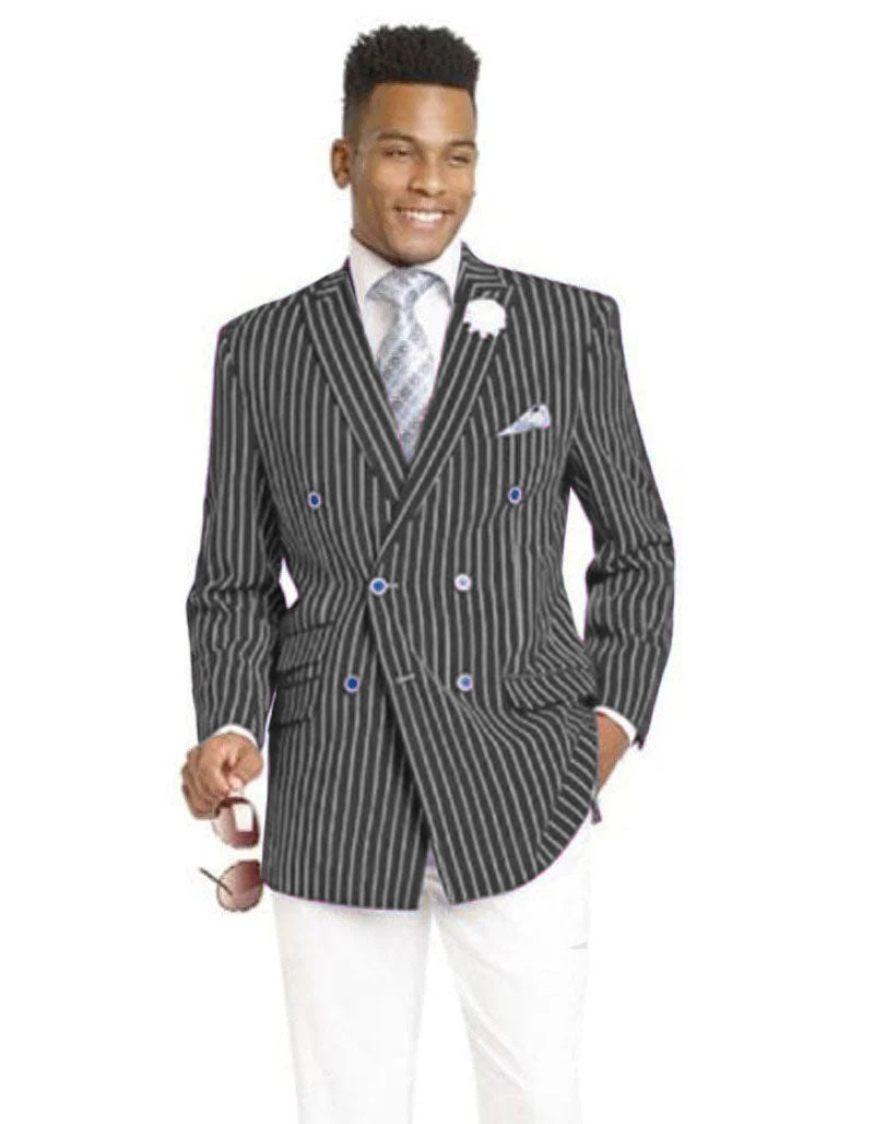 Mens Double Breasted Blazer in Color Navy - Pinstripe Sportcoat - New Arrival - 36 Short