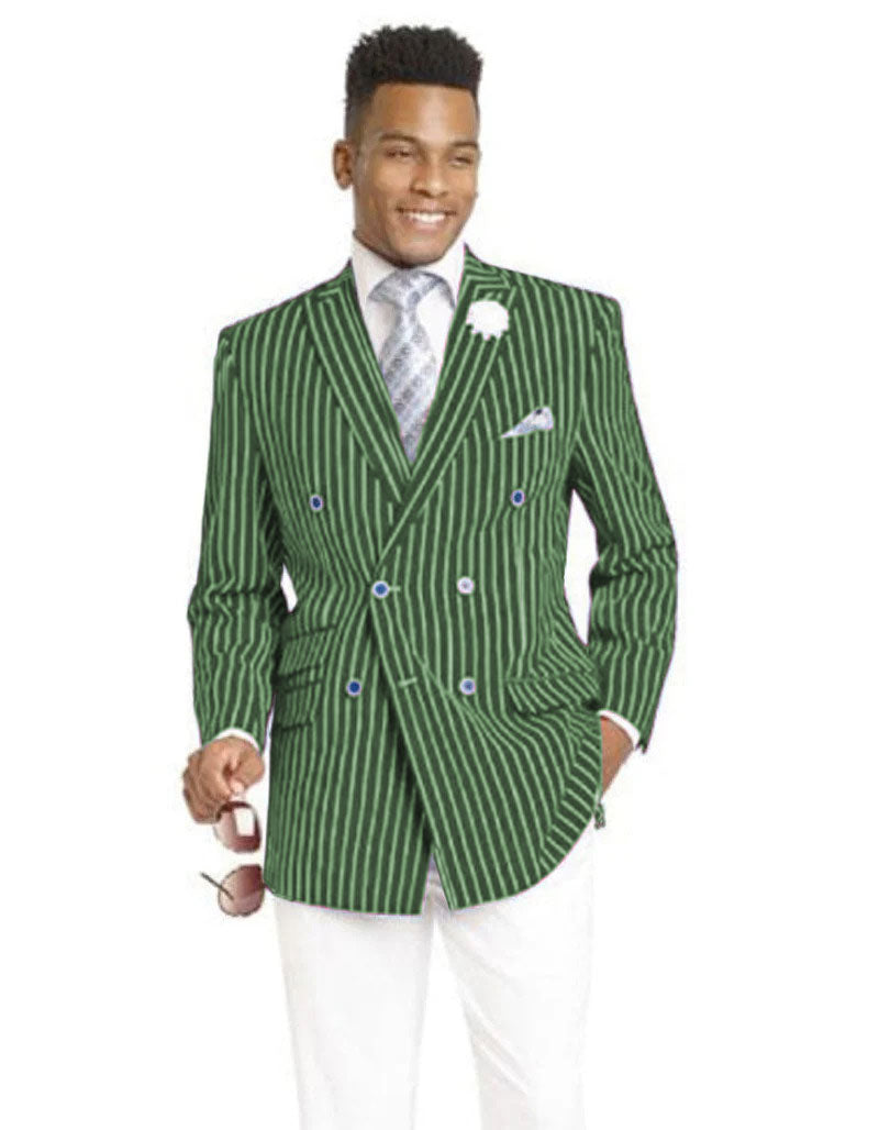 Mens Double Breasted Blazer in Color Burgundy - Pinstripe Sportcoat - 36 Short