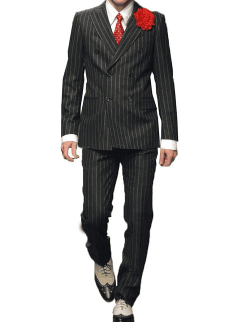 Men’s Gomez Addams Inspired Double Breasted Pinstripe Suit, Addams Family Style Costume Outfit