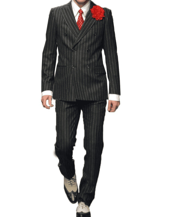 Men’s Gomez Addams Inspired Double Breasted Pinstripe Suit, Addams Family Style Costume Outfit