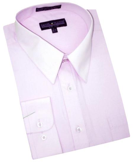 Solid Lavender Cotton Denim Convertible Cuffs Men's Dress Shirt