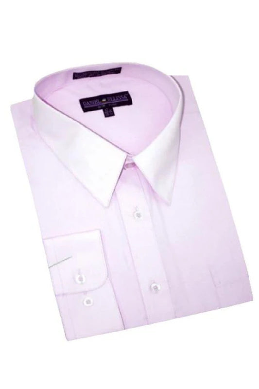 Solid Lavender Cotton Denim Convertible Cuffs Men's Dress Shirt Lavender Prom Suits