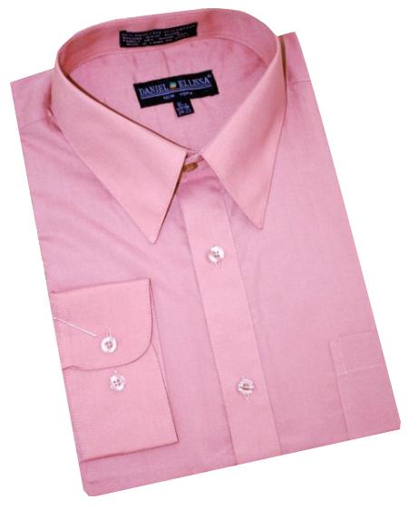 Solid Mauve Cotton Blend Convertible Cuffs Men's Dress Shirt - Small 14.5" Neck/32-33" Sleeve