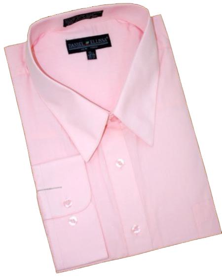Pink Cotton Blend Convertible Cuffs Men's Dress Shirt