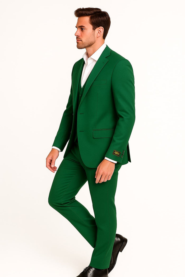 Mens Emerald Green 3-Piece Suit Slim Fit Wedding and Formal Suit by Alberto Nardoni