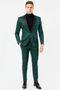 Mens Emerald Green Shiny Stripe Tuxedo Suit – Slim Fit 2-Piece Satin Lapel Dinner Jacket and Pants Ultra slim fit