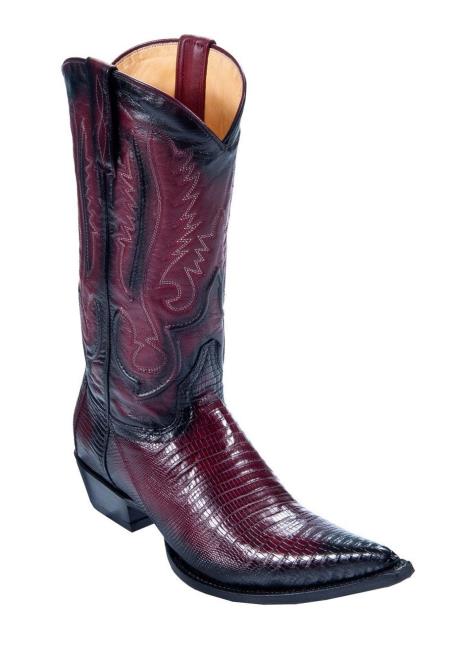 Men's Los Altos Boots Genuine Teju Lizard Faded Burgundy ~ Wine ~ Maroon Color Dress Cowboy Boot Cheap Priced For Sale Online With Cowboy Heel - 6EE