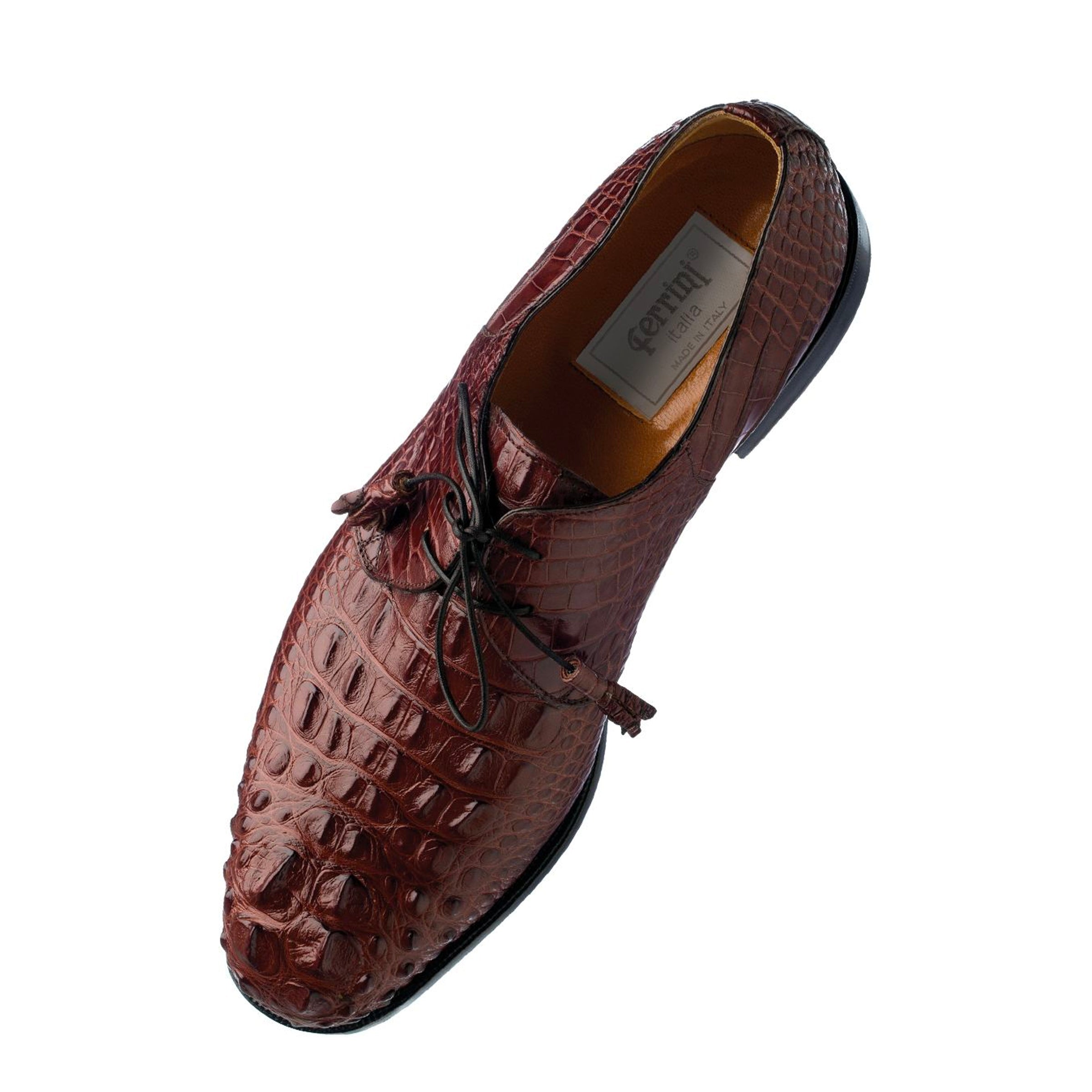 Mens Ferrini Alligator Hornback Dress Shoe in Rust - 9