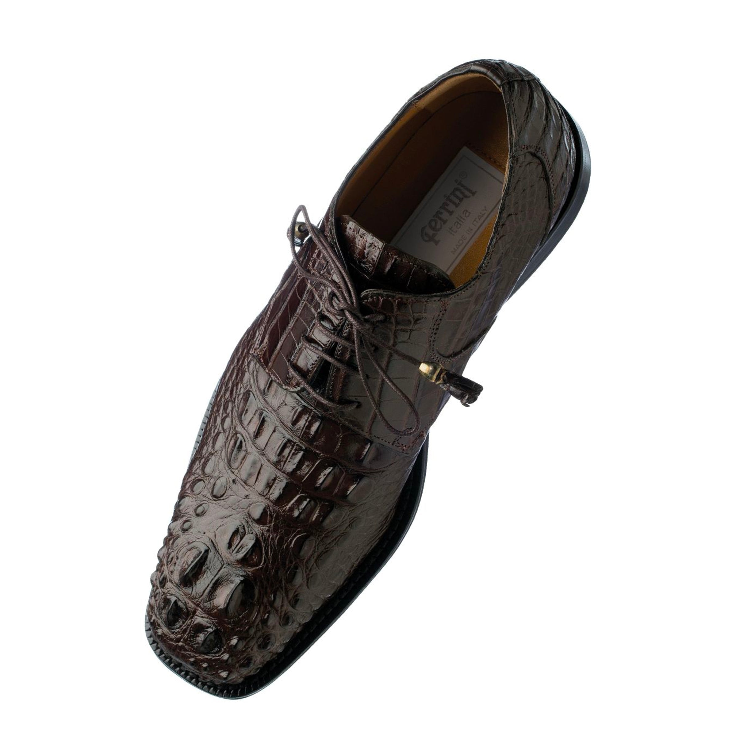 Mens Ferrini Alligator Hornback Dress Shoe in Brown - 9