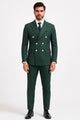 Mens Green Pinstripe Double-Breasted Suit – Slim Fit 2 Piece Formal Business Suit with Peak Lapel 1920s Gangster Pinstripe