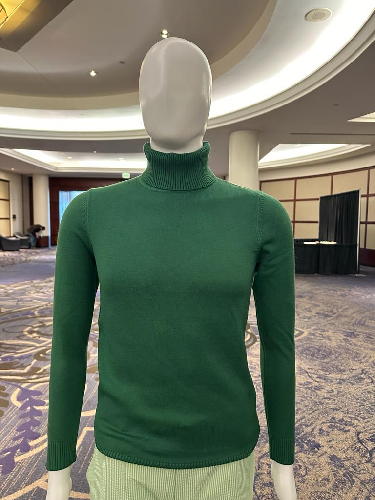 Mens Green Slim Fit Turtleneck Sweater – Lightweight Knit Pullover in Emerald Green - S