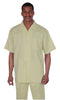 Mens Walking Suits Casual Two Piece Sets Summer Short Sleeve Shirt & Pants Casual Two Piece Mens Walking Outfit For Sale Pant Sets Casual Suit Set Men's Suit 100% Mens Linen Suit - Fabric – Cream white