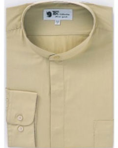 Band Collarless Khaki Men's Dress Shirt - 16" Neck / 32-33" Sleeve