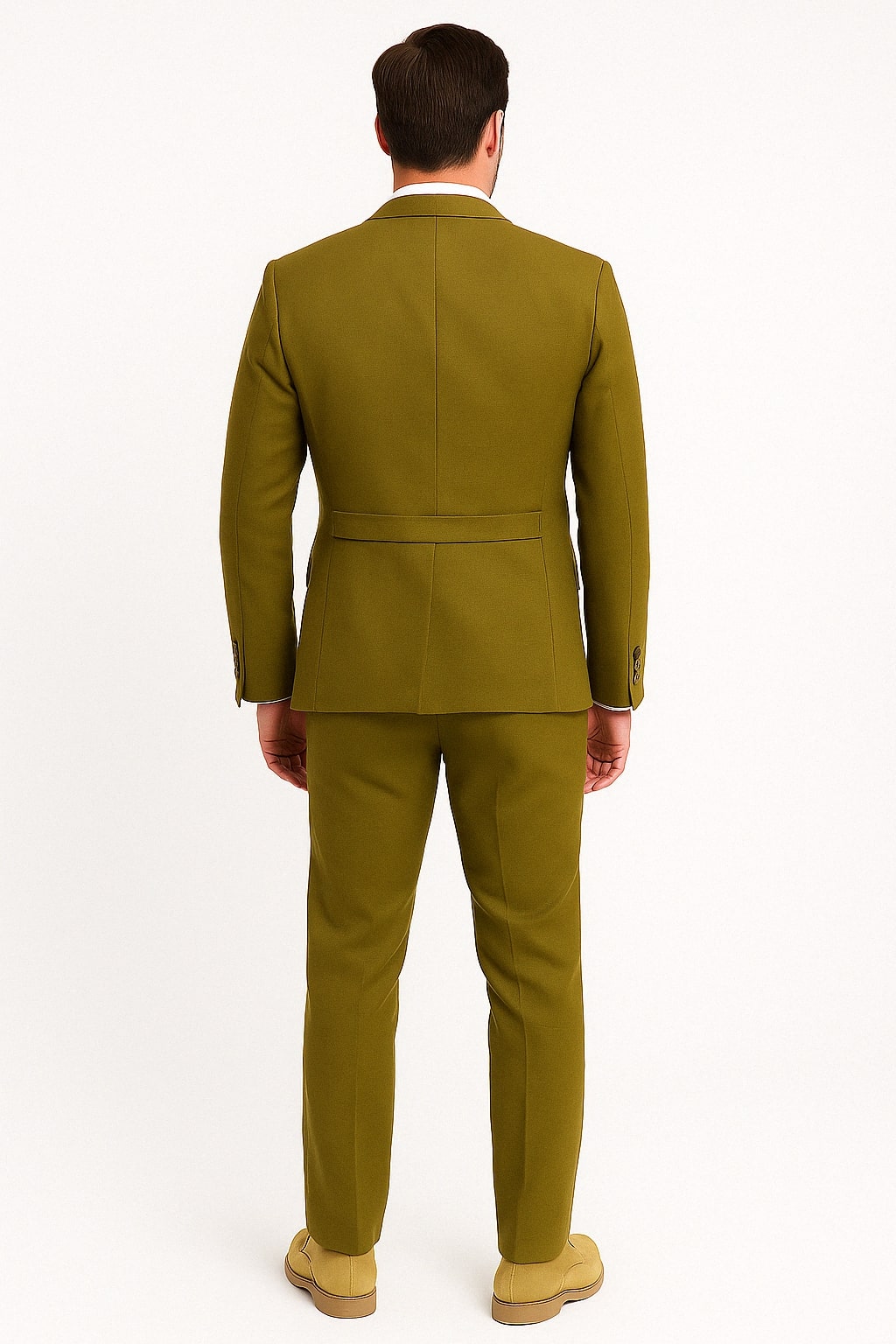 Mens Light Olive Green Linen Suit Three-Piece Style  – Formal Suit with Vest and Flat Front Pants - 56 Long Jacket+50 Waist Adjust 46 to 52)(Height:6"-6.4")(Neck 19-21:XXXL-XXXXL)