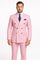 Mens Light Pink Double-Breasted Suit with Gold Buttons – 2-Piece Slim Fit Set