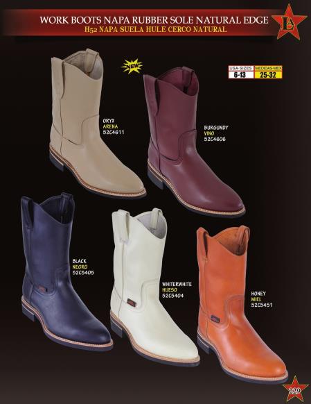 Los Altos Boots Men's Napa Leather Rubber Sole Natural Edge Cowboy Western Work Dress Cowboy Boot Cheap Priced For Sale Online ~ Botines Para Hombre - 6EE