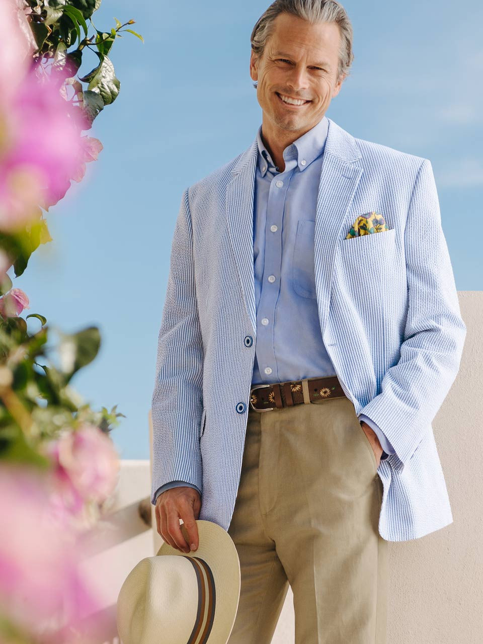 Blue Striped Seersucker Jacket - 34 Short or Extra Small