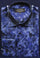 Navy Blue Thick Mandarin Band Fancy Polyester Shirt