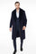 Mens Navy Blue Overcoat with Faux Fur Collar – Luxury Long Winter Coat for Formal and Casual Wear Topcoat