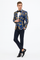 Mens Navy Blue and Gold Floral Tuxedo Jacket – Luxury Slim Fit Blazer with Gold Pattern Paisley Pattern Matching Bowtie