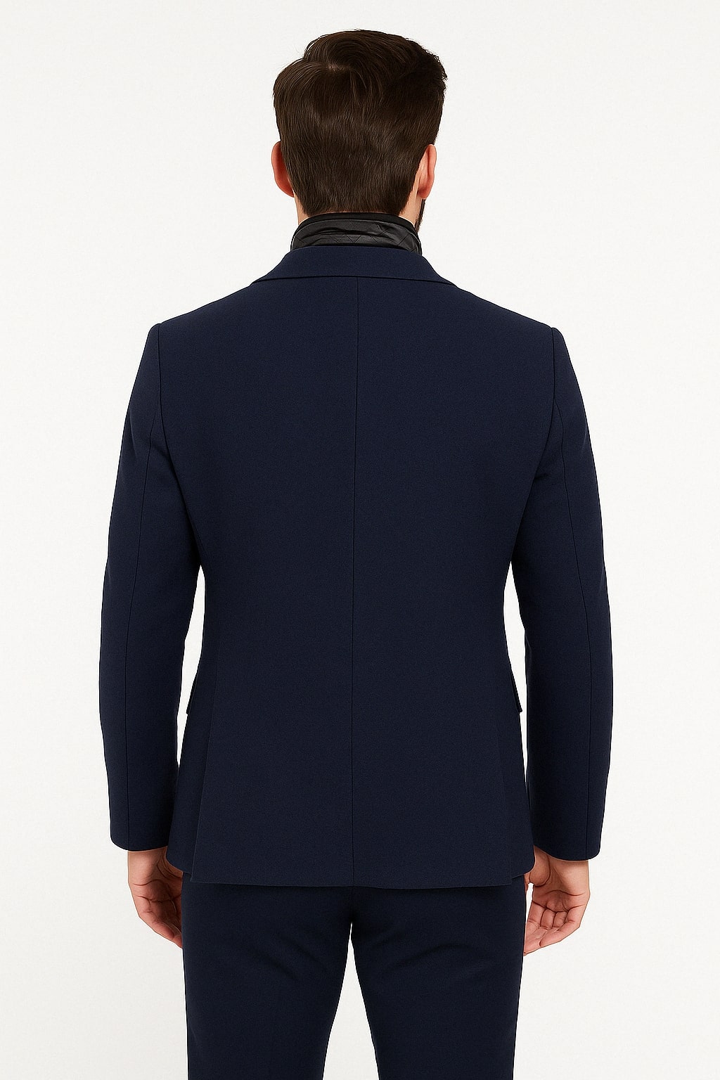 Mens Navy Cashmere and Wool Blazer with Quilted Zip-Up Inner Layer - Two Button Style Notch Lapel - 36 Short