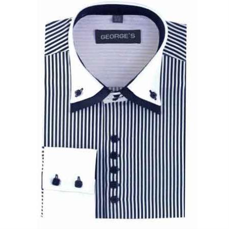 CONTRAST STRIPED SHIRT - Navy blue