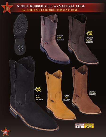 Los Altos Boots Men's Nobuk Rubber Sole W/ Natural Edge Cowboy Western Work Dress Cowboy Boot Cheap Priced For Sale Online ~ Botines Para Hombre - 6EE