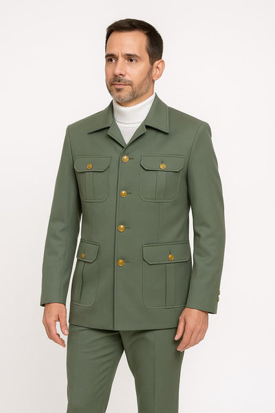 Mens-Olive-Green-Safari-Suit-