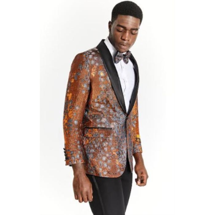 Yellow Paisley Tuxedo Sparkling Blazer-Floral Sport Coat - 38 Short Jacket+32 Waist Adjustable 28to34)(Height: 5 4 to5 7 )(Neck  15-16.5)S-M)