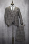 Mens One Button Peak Lapel Plaid Pattern Suit White