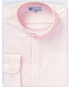 Band Collarless Pink Men's Dress Shirt - Large 16.5" Neck /34-35" Sleeve