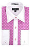 Microfiber Design Two Tone Geometric Regular Fit Pink/White Dress Shirt White Collar White Collar Two Toned Contrasted Contrast Men's Dress Shirt