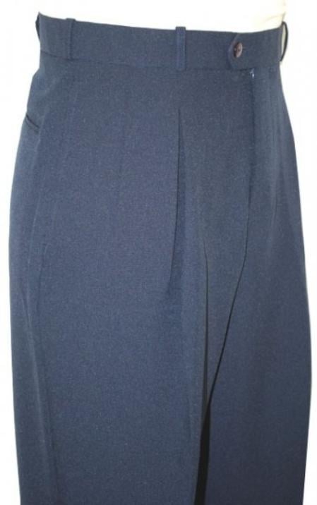 Mens Pleated Dress Pants Navy Blue Wide Leg Slacks Pleated baggy dress trousers unhemmed unfinished bottom - dress size pants : 30 Unfinished bottom