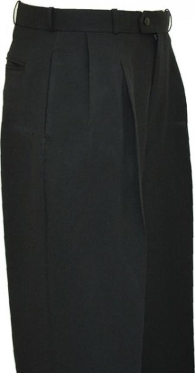 Mens Pleated Dress Pants Solid Black Wide Leg Slacks Pleated baggy dress trousers unhemmed unfinished bottom-New Designer Collection