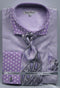 Polka Dot French Cuffed Matching Shirt & Tie Combo Lavender Set Men's Dress Shirt