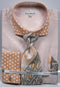 Polka Dot Sand French Cuffed Matching Shirt & Tie Combo Set Men's Dress Shirt