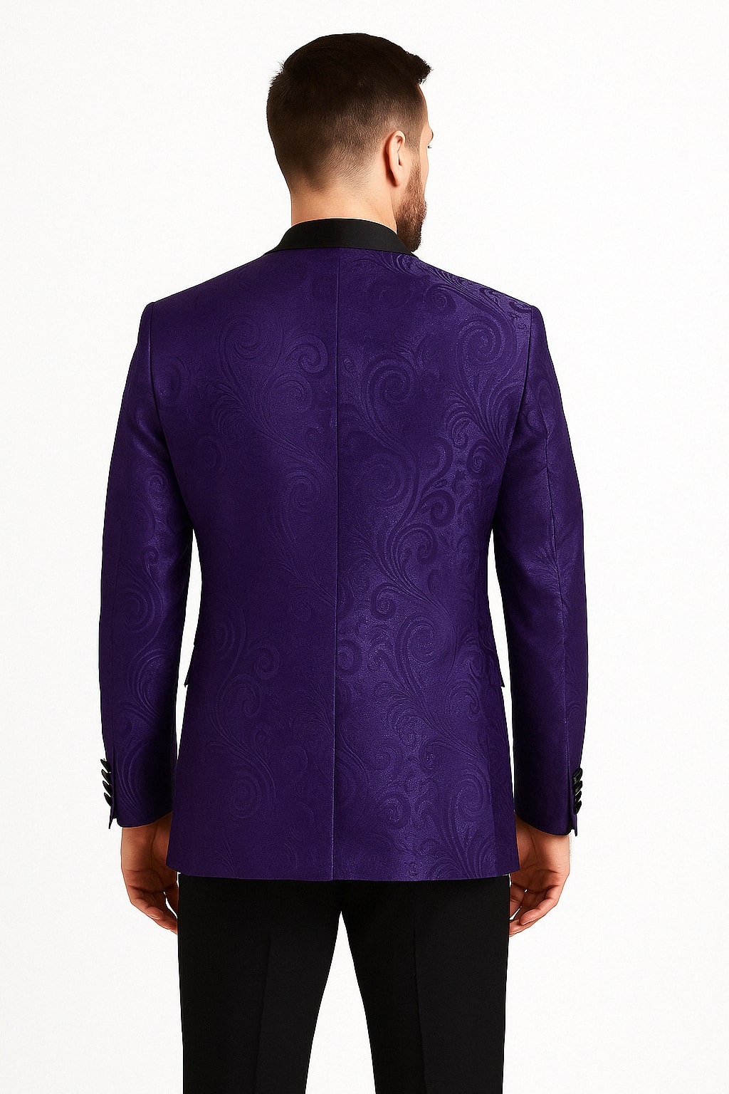 Mens Purple Paisley Pattern Blazer Jacket – Satin Finish - 36 Short