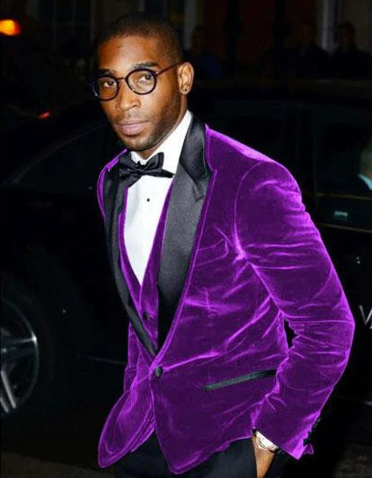 Men's Designer Velvet Tuxedo in Purple