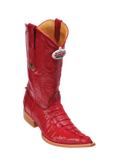 Los Altos Boots Red Caiman ~ World Best Alligator ~ Gator Skin Tail Cowboy Boots - 6EE