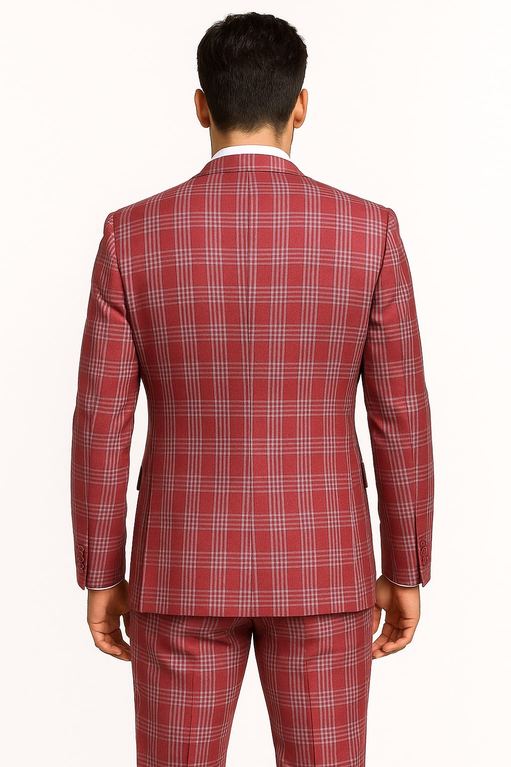 Mens Red and White Tartan Suit - Christmas New Year Holiday Suit Party Dance Events - 34 Short or Extra Small