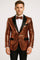 Mens Rose Gold Sequin Tuxedo Jacket with Black Satin Shawl Lapel and Matching Bow Tie