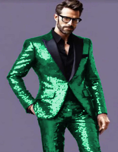 Mens Sequin Suit - Purple Tuxedo - Party Suits - Stage Suit