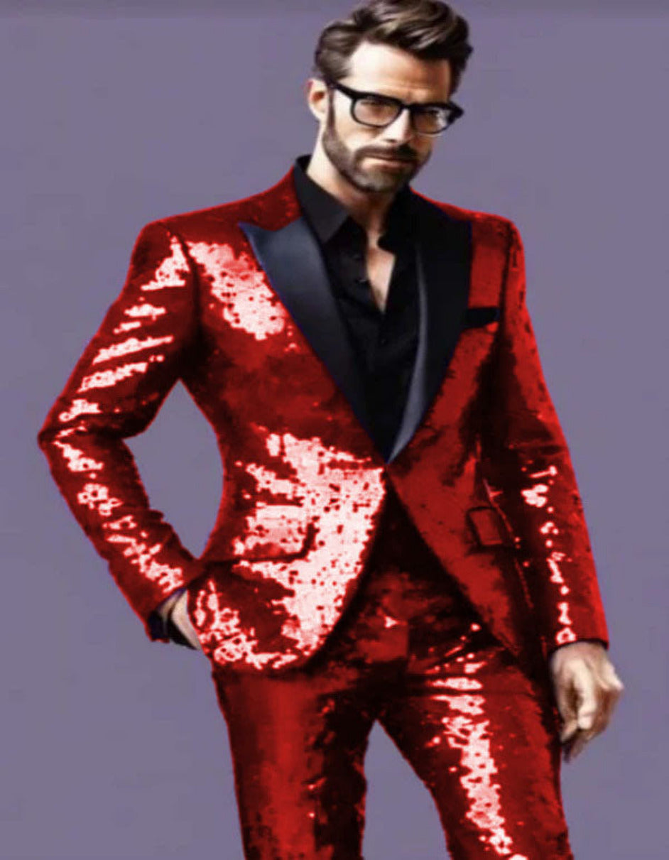 Mens Sequin Suit - Purple Tuxedo - Party Suits - Stage Suit - Coat Size 38
